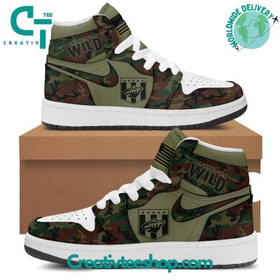 Minnesota Wild NHL Military Apreciation Camo Air Jordan 1 Sneaker - soulcals.com