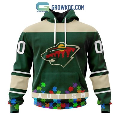 Minnesota Wild NHL Special Unisex Kits Hockey Fights Against Autism Hoodie T Shirt