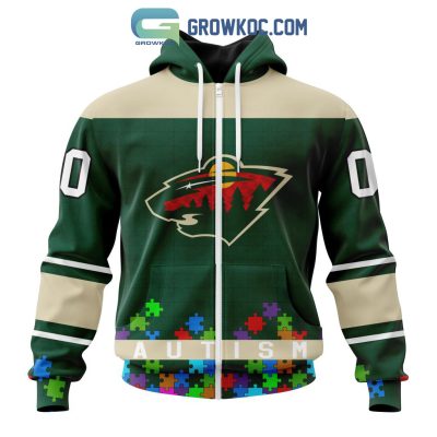 Minnesota Wild NHL Special Unisex Kits Hockey Fights Against Autism Hoodie T Shirt