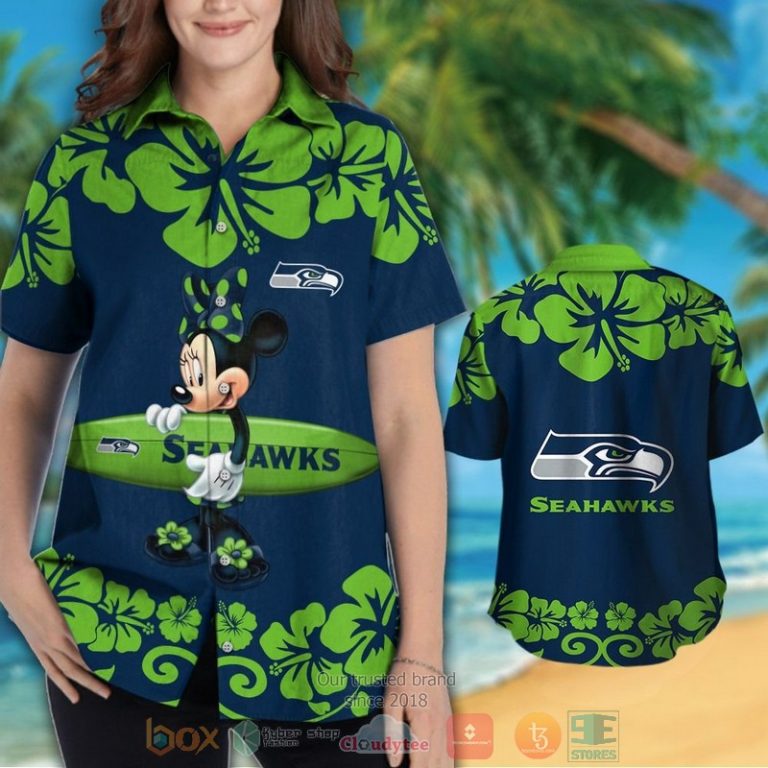 Minnie Mouse Seattle Seahawks Hawaiian Shirt And Shorts - Hot Sale 2025 Minnie Mouse Seattle Seahawks Hawaiian Shirt And Shorts - Hot Sale 2025