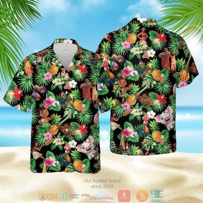 Moana Pineapple Black Hawaiian Shirt, Shorts - Hot Sale 2025