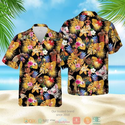 Moana Pineapple Black Yellow Hawaiian Shirt, Shorts - Hot Sale 2025