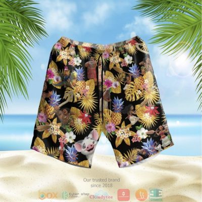 Moana Pineapple Black Yellow Hawaiian Shirt, Shorts - Hot Sale 2025