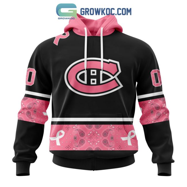 Montreal Canadiens NHL Special Style Paisley In October We Wear Pink Breast Cancer Personalized Hoodie T Shirt