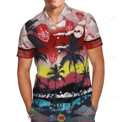 Stade Brestois 29 Fc Palm Tree Hawaiian Shirt Beach Shorts - Hot Sale 2025