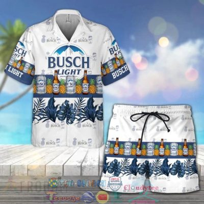 Busch Light Beer Tropical Pineapple Hawaiian Shirt Beach Shorts - Hot Sale 2025