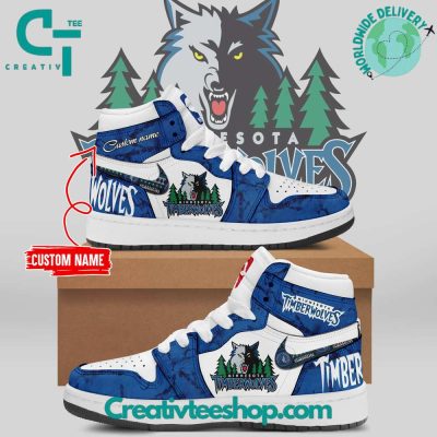 NBA Minnesota Timberwolves Custom Name Air Jordan 1 Sneaker - soulcals.com