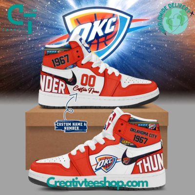 NBA Oklahoma City Thunder 1967 Pesonalized Orange Air Jordan 1 Sneakers - soulcals.com