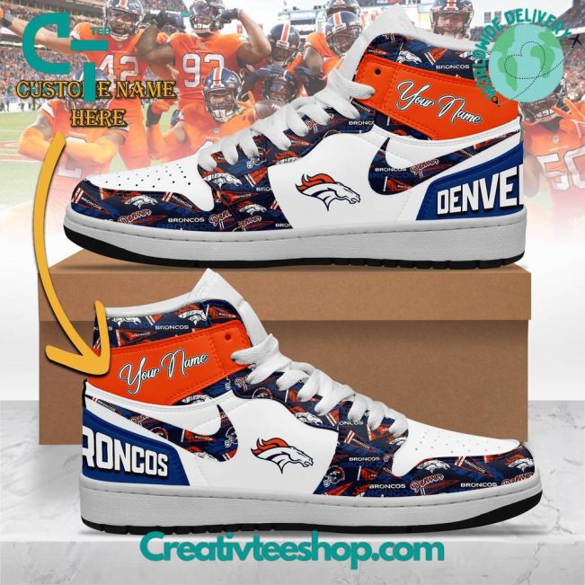 NFL Denver Broncos Custom Name Air Jordan 1 Sneaker - soulcals.com