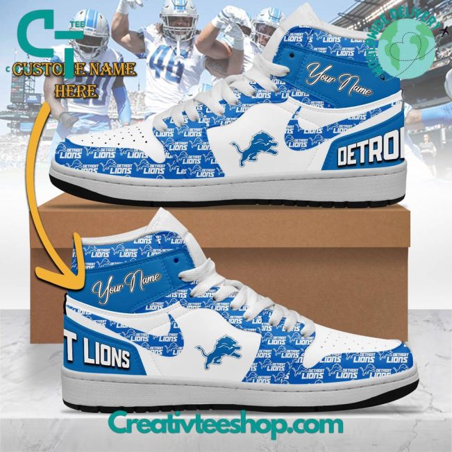 NFL Detroit Lions Custom Name Air Jordan 1 Sneaker - soulcals.com