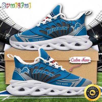 NFL Detroit Lions Max Soul Shoes Custom Name Football Shoes Sports