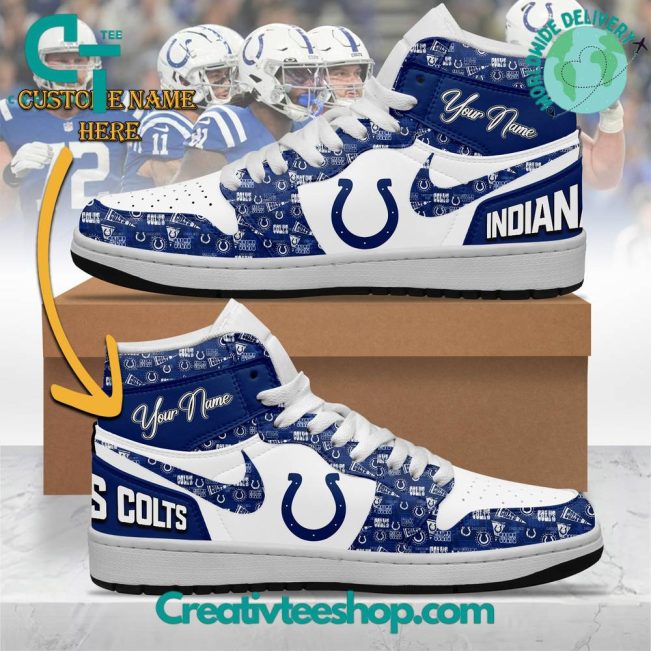 NFL Indianapolis Colts Custom Name Air Jordan 1 Sneaker - soulcals.com
