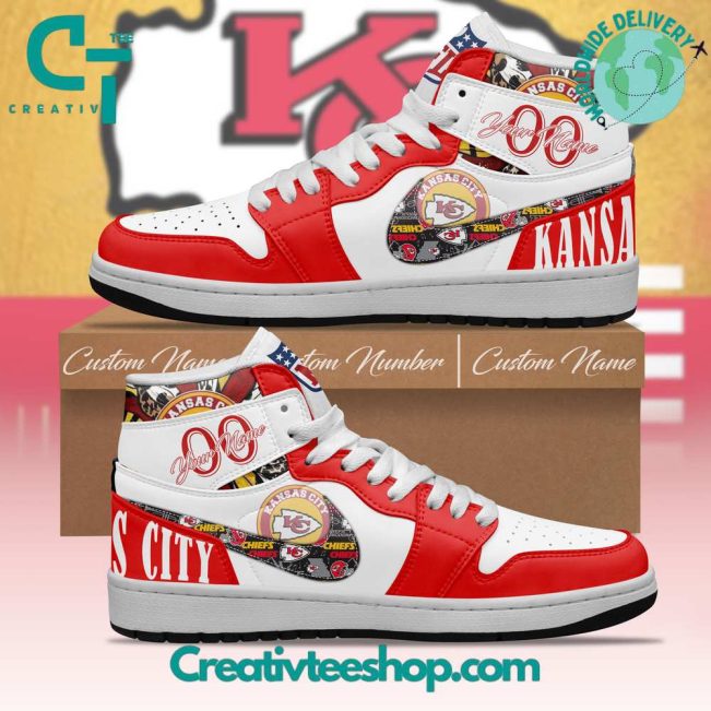 NFL Kansas City Chiefs Personalized Air Jordan 1 Sneaker - soulcals.com