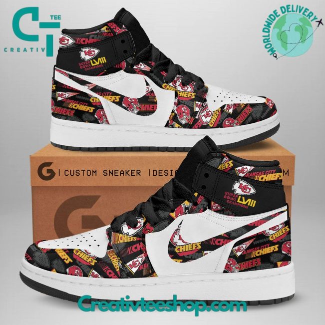 NFL Kansas City Chiefs Super Bowl LVIII Champions Air Jordan 1 Sneaker - soulcals.com