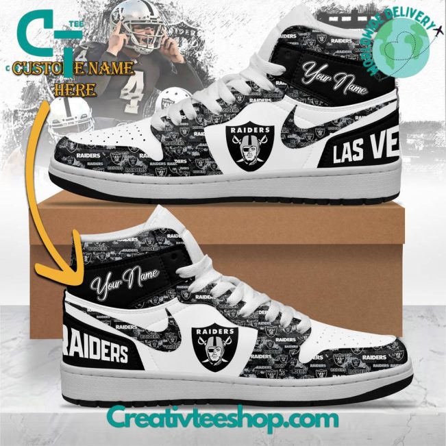 NFL Las Vegas Raiders Custom Name Air Jordan 1 Sneaker - soulcals.com