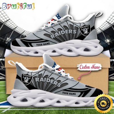 NFL Las Vegas Raiders Max Soul Shoes Custom Name Football Shoes Sports