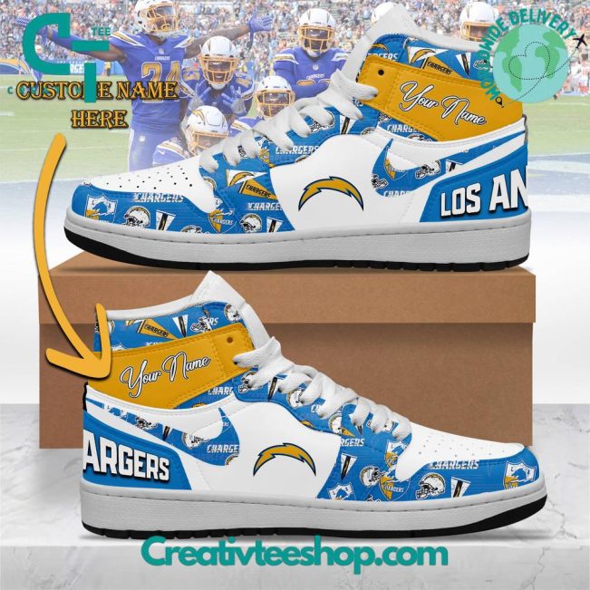 NFL Los Angeles Chargers Custom Name Air Jordan 1 Sneaker - soulcals.com