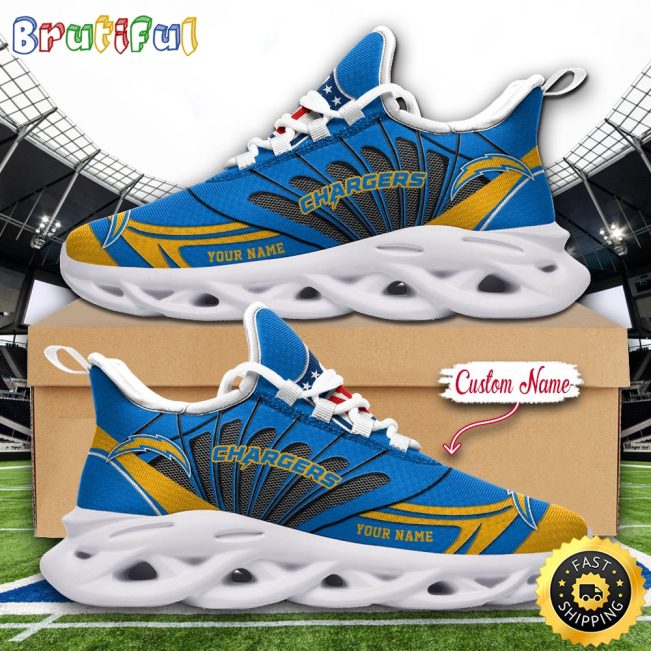 NFL Los Angeles Chargers Max Soul Shoes Custom Name Football Shoes Sports