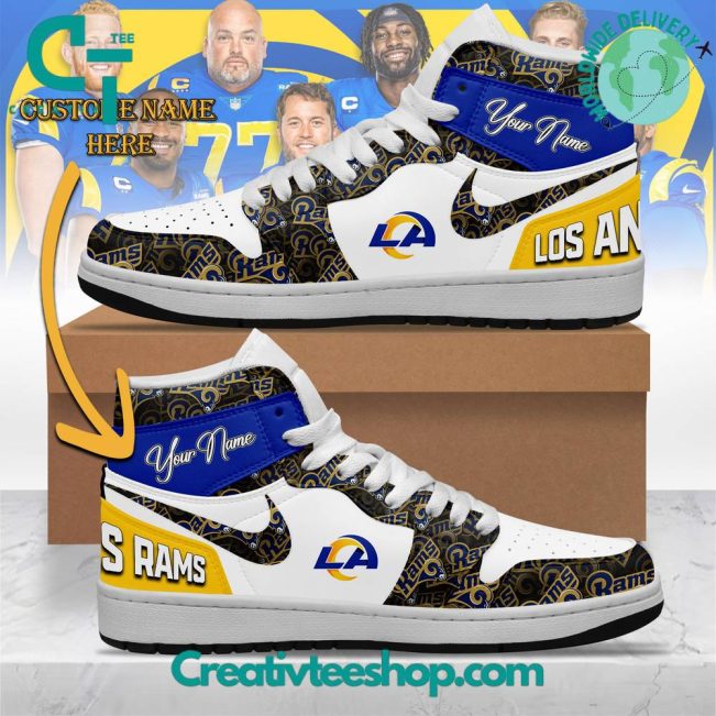 NFL Los Angeles Rams Custom Name Air Jordan 1 Sneaker - soulcals.com