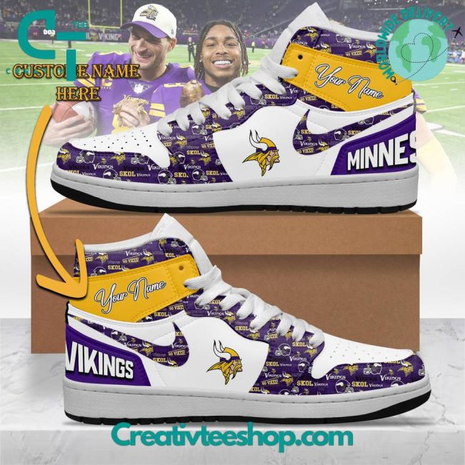 NFL Minnesota Vikings Custom Name Air Jordan 1 Sneaker - soulcals.com