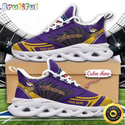 NFL Minnesota Vikings Max Soul Shoes Custom Name Football Shoes Sports