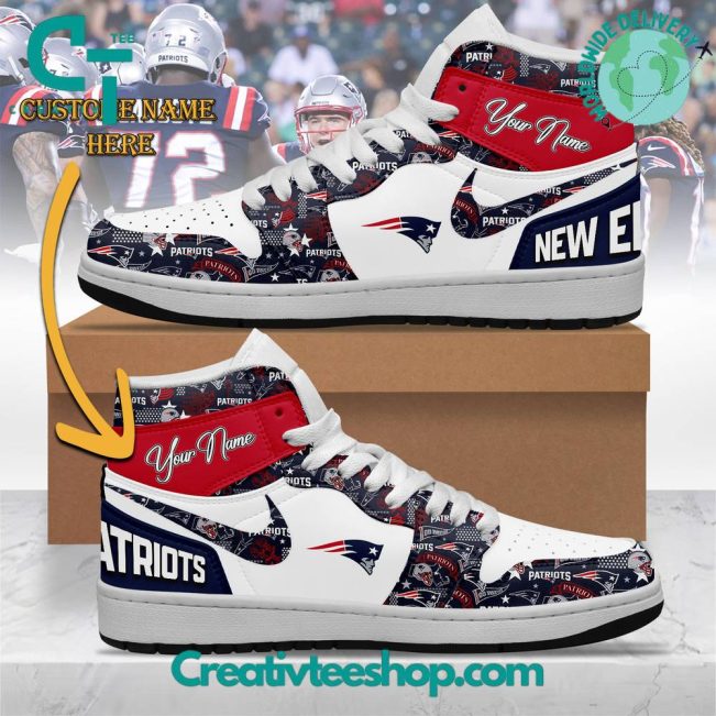 NFL New England Patriots Custom Name Air Jordan 1 Sneaker - soulcals.com