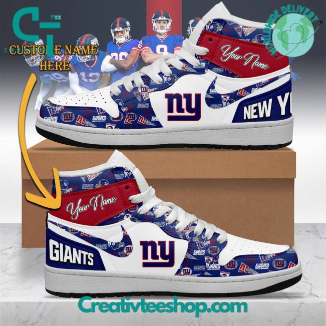 NFL New York Giants Custom Name Air Jordan 1 Sneaker - soulcals.com