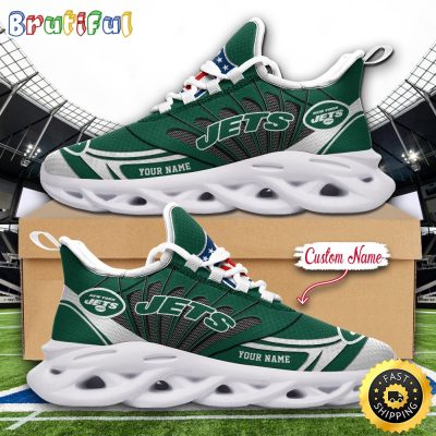 NFL New York Jets Max Soul Shoes Custom Name Football Shoes Sports