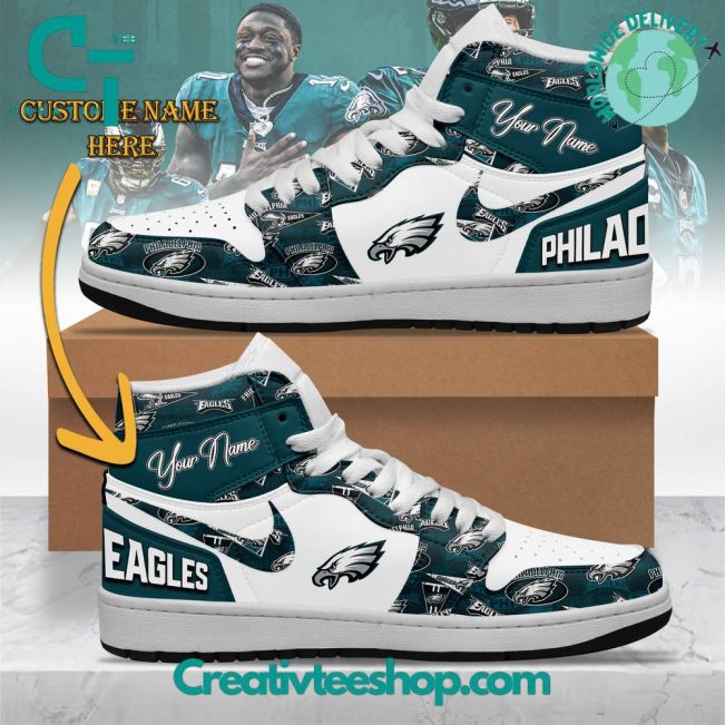 NFL Philadelphia Eagles Custom Name Air Jordan 1 Sneaker - soulcals.com