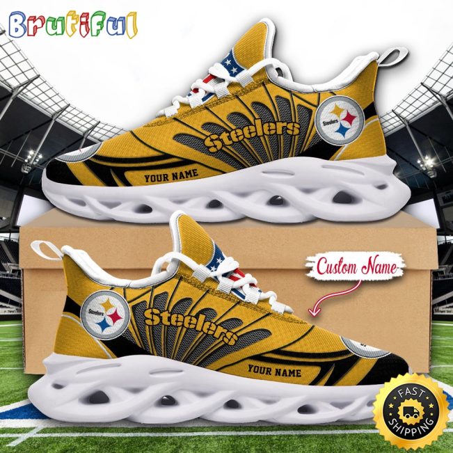 NFL Pittsburgh Steelers Max Soul Shoes Custom Name Football Shoes Sports