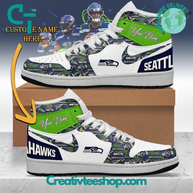 NFL Seattle Seahawks Custom Name Air Jordan 1 Sneaker - soulcals.com