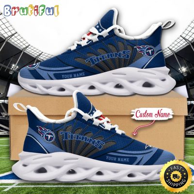 NFL Tennessee Titans Max Soul Shoes Custom Name Football Shoes Sports