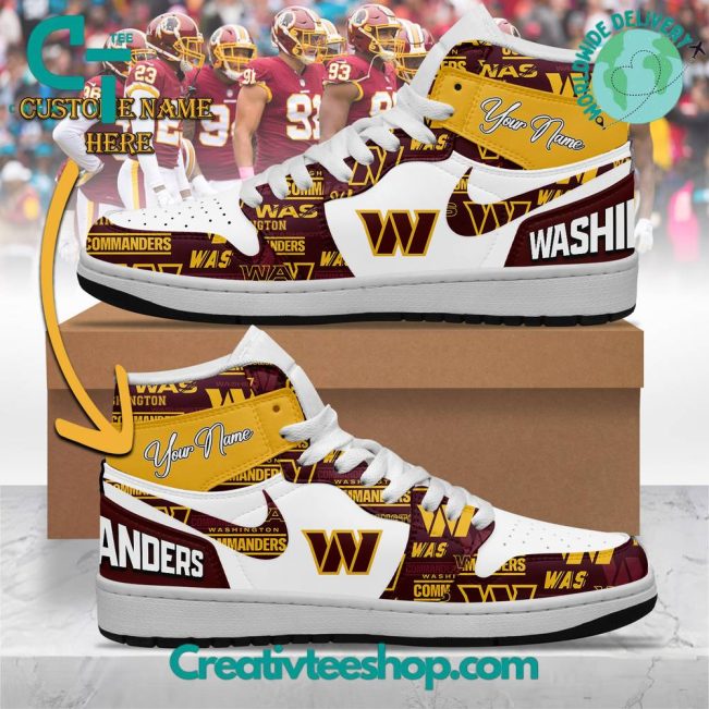 NFL Washington Commanders Custom Name Air Jordan 1 Sneaker - soulcals.com
