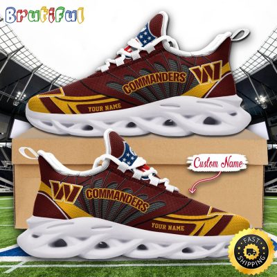 NFL Washington Commanders Max Soul Shoes Custom Name Football Shoes Sports