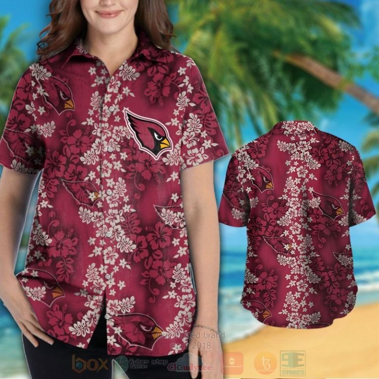 Nfl Arizona Cardinals Red-White Hibiscus Flower Hawaiian Shirt, Short - Hot Sale 2025