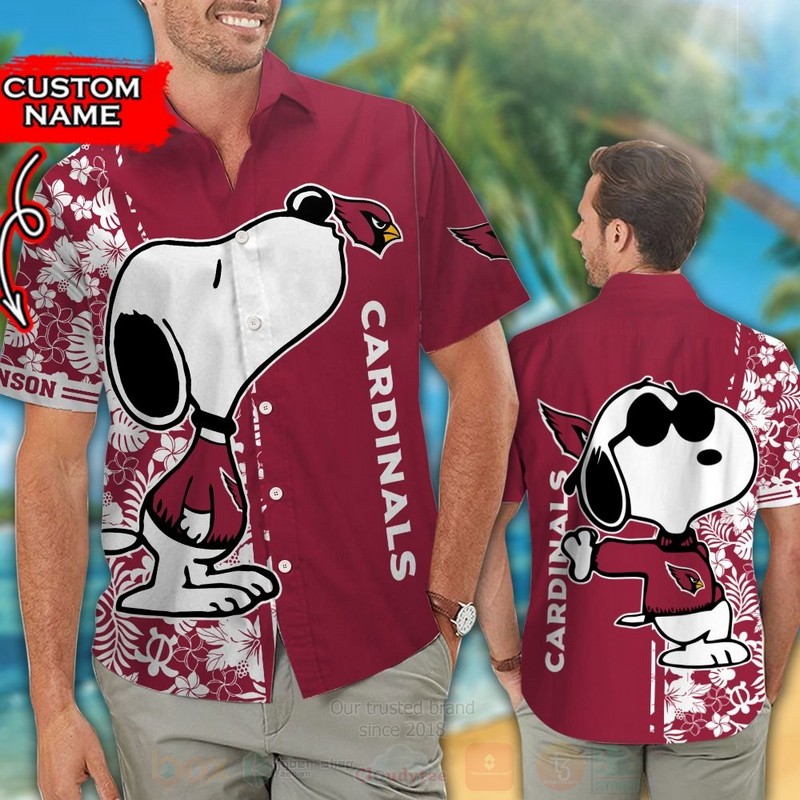 Nfl Arizona Cardinals And Snoopy Custom Name Hawaiian Shirt, Short - Hot Sale 2025 Nfl Arizona Cardinals And Snoopy Custom Name Hawaiian Shirt, Short - Hot Sale 2025