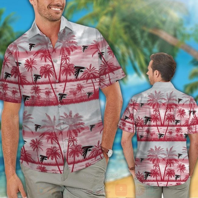 Nfl Atlanta Falcons Red-White Coconut Tree Hawaiian Shirt, Short - Hot Sale 2025