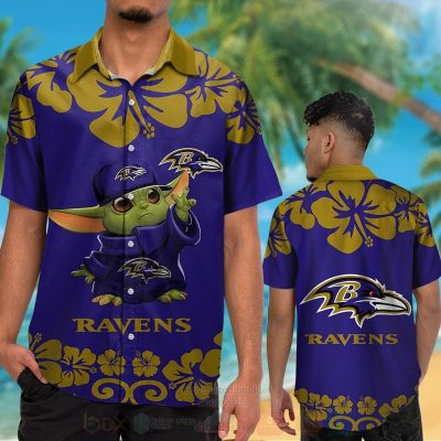 Nfl Baltimore Ravens Baby Yoda Hawaiian Shirt, Short - Hot Sale 2025