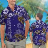 Nfl Baltimore Ravens Blue Hibiscus Flowers Hawaiian Shirt Short.jpg - demo10