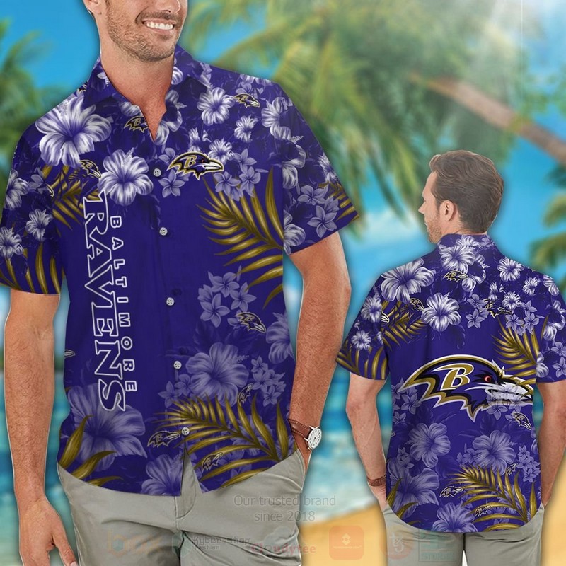 Nfl Baltimore Ravens Blue Hibiscus Flowers Hawaiian Shirt, Short - Hot Sale 2025