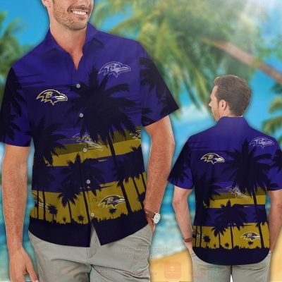 Nfl Baltimore Ravens Brown-Navy Hawaiian Shirt, Short - Hot Sale 2025