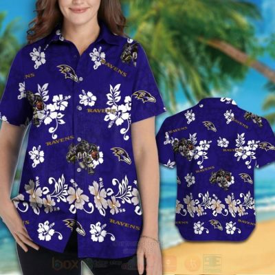 Nfl Baltimore Ravens Full Navy Hibiscus Flower Hawaiian Shirt, Short - Hot Sale 2025