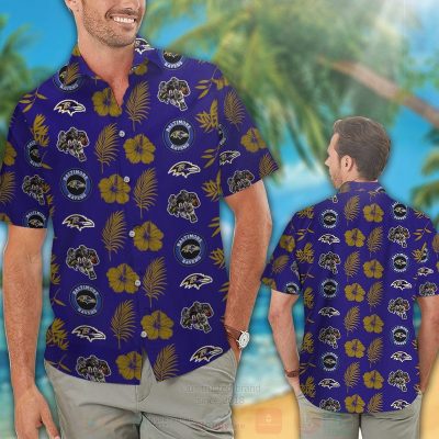 Nfl Baltimore Ravens Hibiscus Flower Full Navy Hawaiian Shirt, Short - Hot Sale 2025
