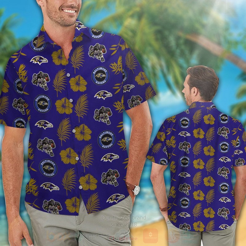 Nfl Baltimore Ravens Hibiscus Flower Full Navy Hawaiian Shirt, Short - Hot Sale 2025
