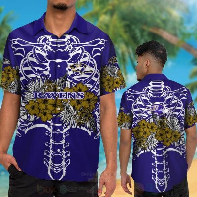 Nfl Baltimore Ravens Skeleton Hawaiian Shirt, Short - Hot Sale 2025