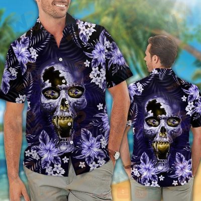 Nfl Baltimore Ravens Skull Hawaiian Shirt, Short - Hot Sale 2025