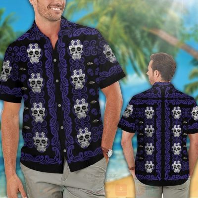 Nfl Baltimore Ravens Skulls Hawaiian Shirt, Short - Hot Sale 2025