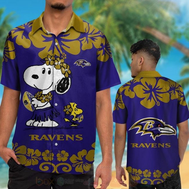Nfl Baltimore Ravens Snoopy And Woodstock Hawaiian Shirt, Short - Hot Sale 2025