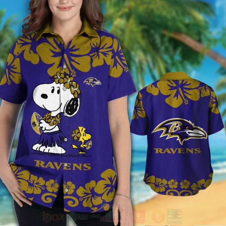 Nfl Baltimore Ravens Snoopy And Woodstock Hawaiian Shirt, Short - Hot Sale 2025