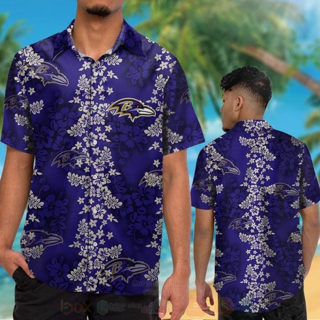 Nfl Baltimore Ravens White Hibiscus Flowers Hawaiian Shirt, Short - Hot Sale 2025
